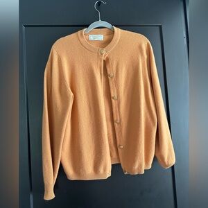 Pure wool cool Orange Cardigan Sweater gold button details Archie Brown & Son